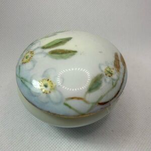 Vintage Limoges Trinket Box Lid Blue White Floral Ceramic Handpainted France